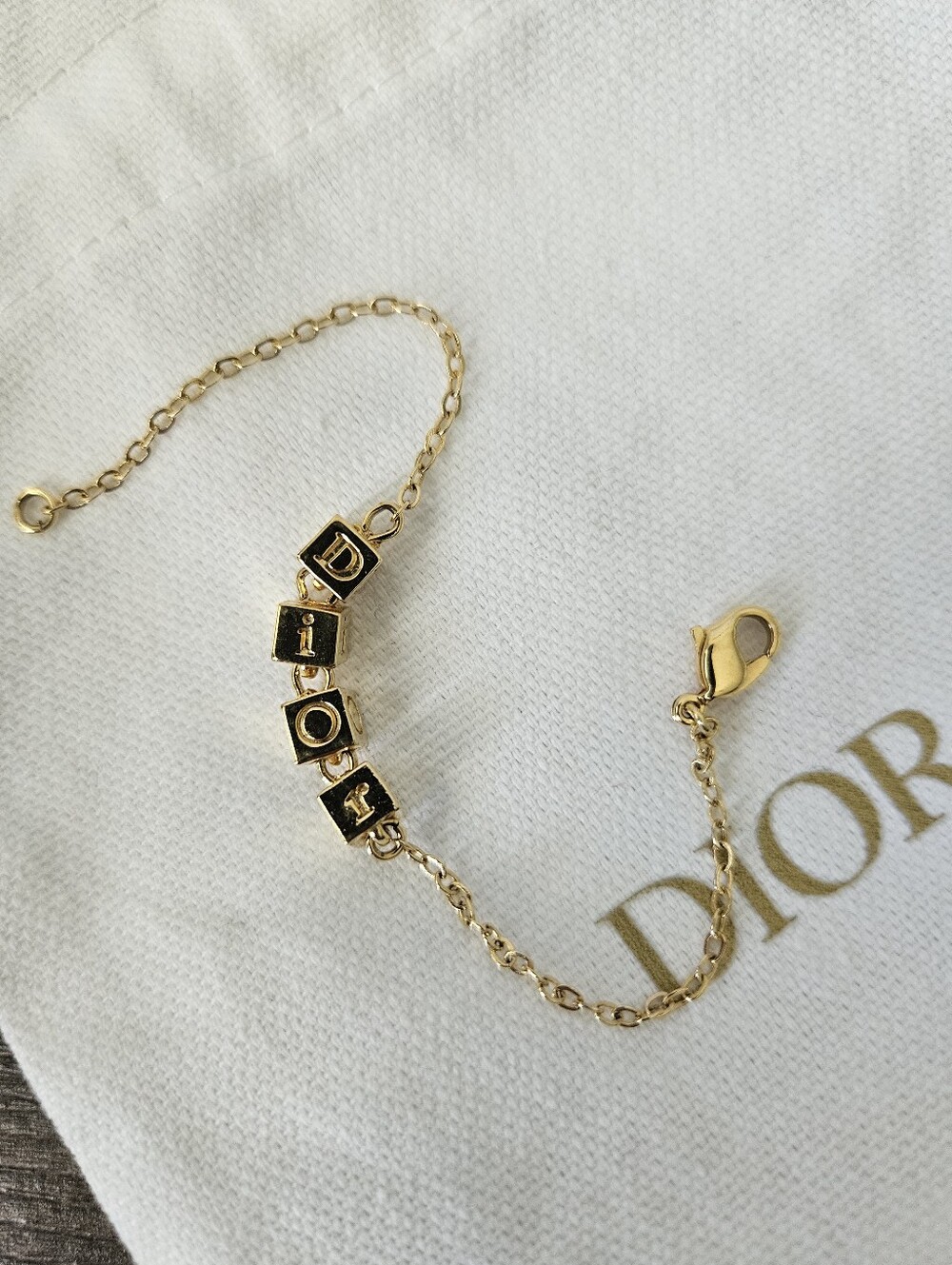 Christian Dior Gold Tone DIOR Cube Bracelet 6 3/4" + Dior Dust & Shopping Bag - Picture 4 of 9